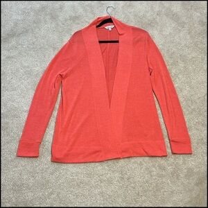 Elegant Coral Open Front Cardigan